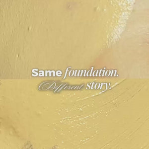 Smooth liquid foundation texture showing even coverage and radiant finish achieved with RE LUMI spatula.
