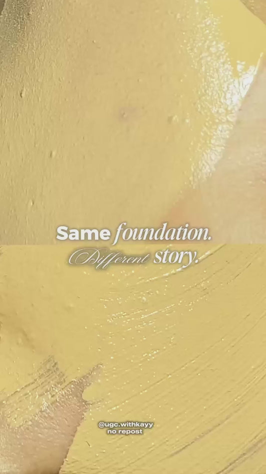 Smooth liquid foundation texture showing even coverage and radiant finish achieved with RE LUMI spatula.